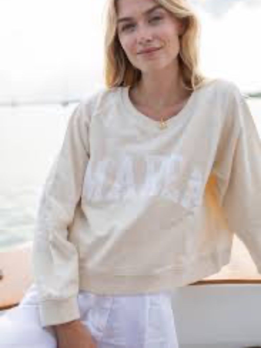MAREA BY LIZ JOY GRAPHIC CROPPED SWEATSHIRT SIZE S!